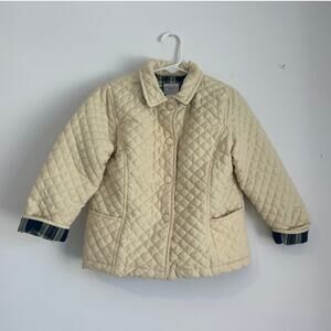 Talbots Kids Quilted Yellow with Plaid Lining Classic Barn Style Jacket, Size 3T